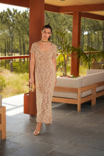 Abito midi in maglia melange