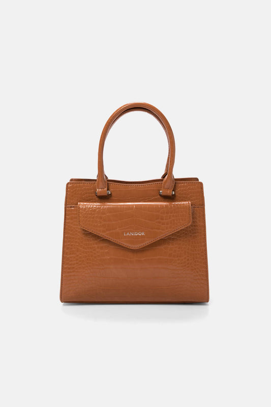 Borsa a mano effetto coccodrillo con tracolla