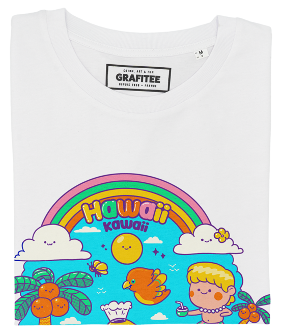 T-shirt unisex in cotone biologico con stampa Hawai Kawaii