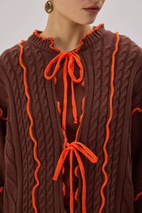 Cardigan in maglia con dettagli a contrasto