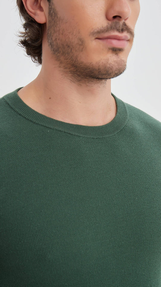 Felpa girocollo in cotone piqué verde menta