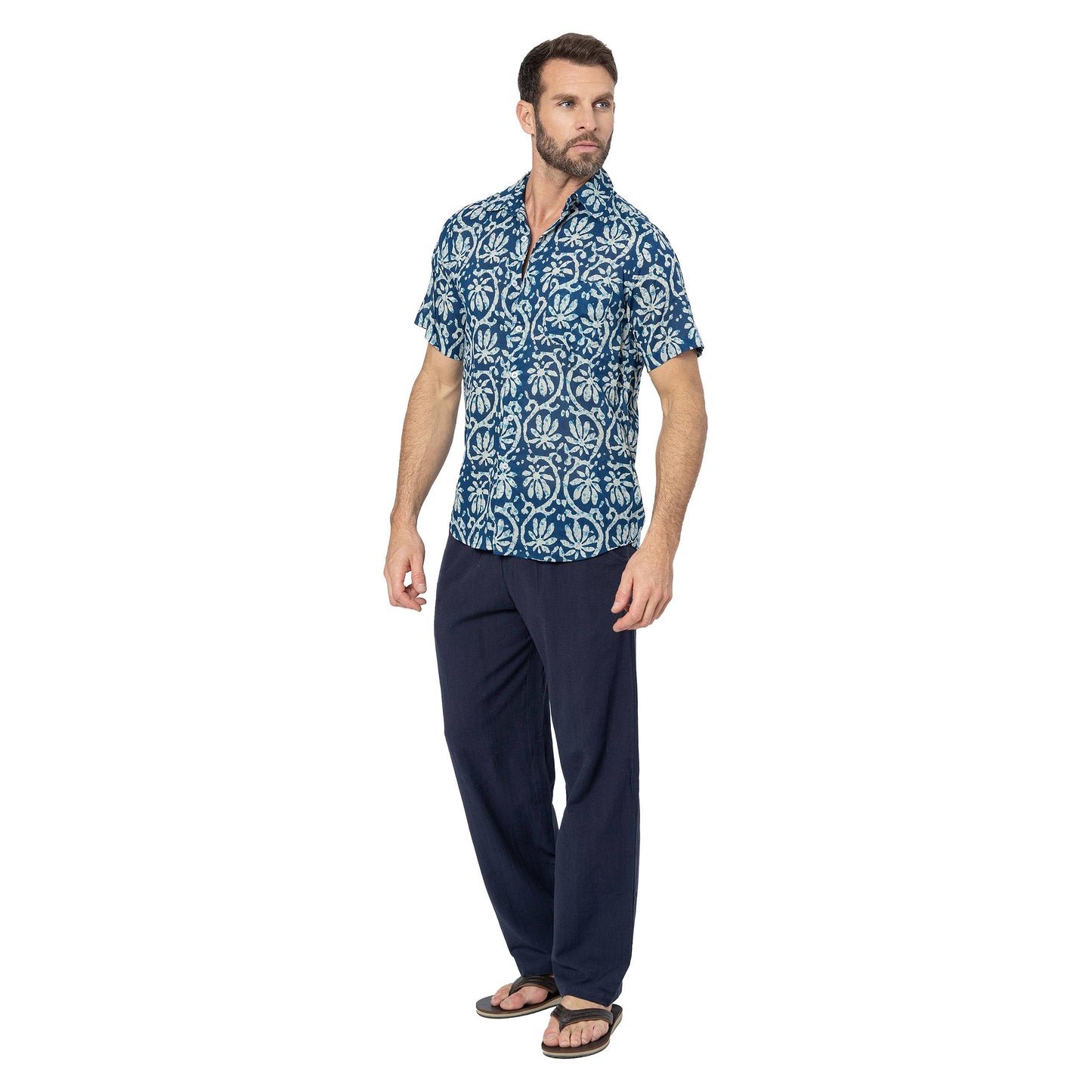 Camicia estiva a maniche corte in voile di cotone