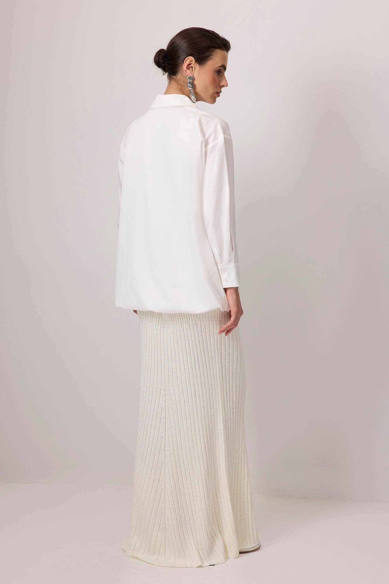 Camicia oversize con maniche a palloncino in misto cotone