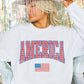 Felpa oversize con stampa America e bandiera USA