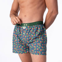 Boxer in cotone biologico con stampa orso bruno