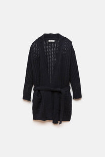 Cardigan in maglia strutturata con cintura