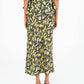 Gonna lunga floreale verde Enigma in lino