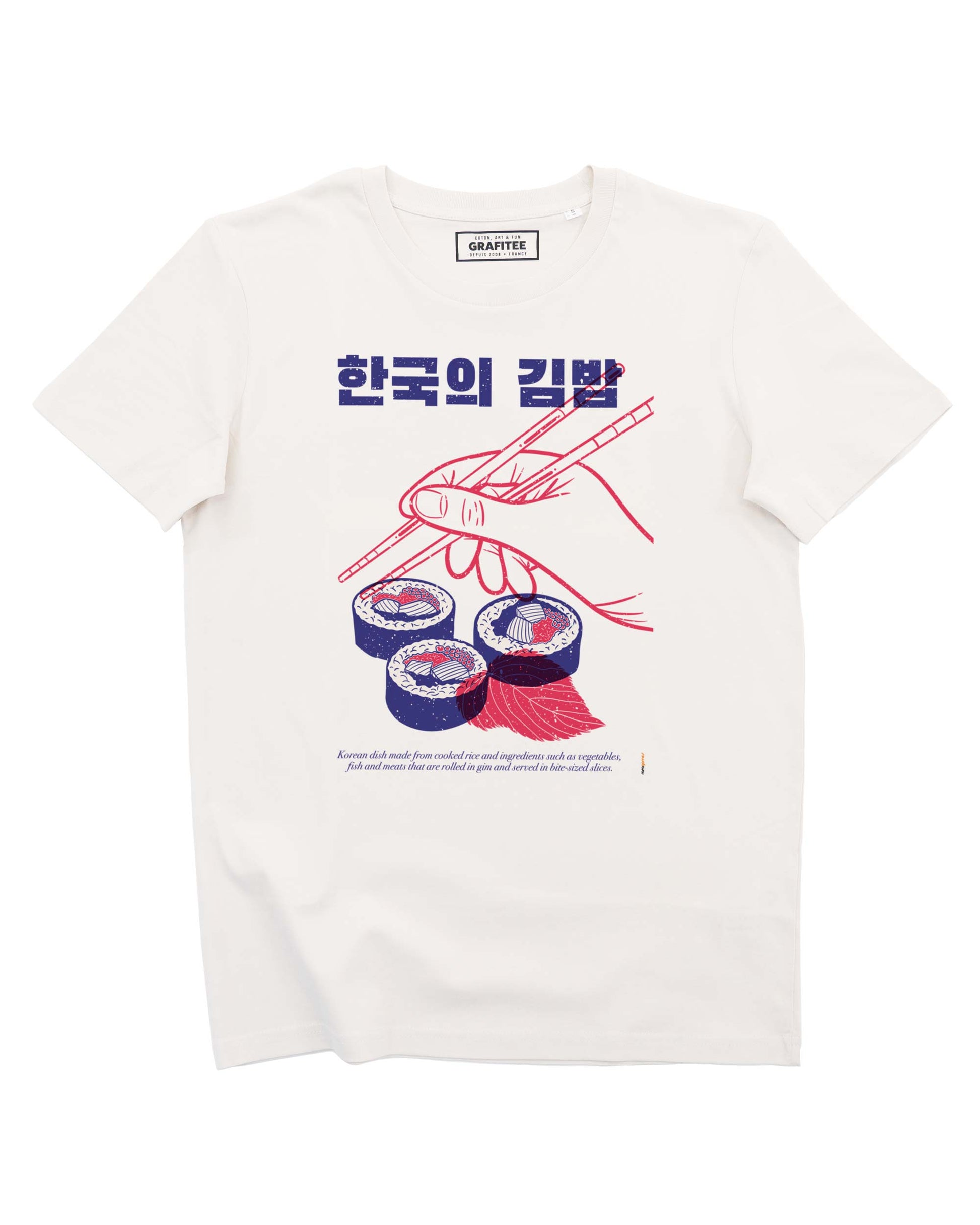 T-shirt unisex con grafica kimbap coreano in cotone biologico