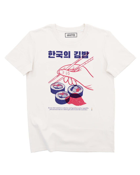 T-shirt unisex con grafica kimbap coreano in cotone biologico