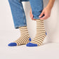 Calzini a righe in cotone pettinato beige e marrone