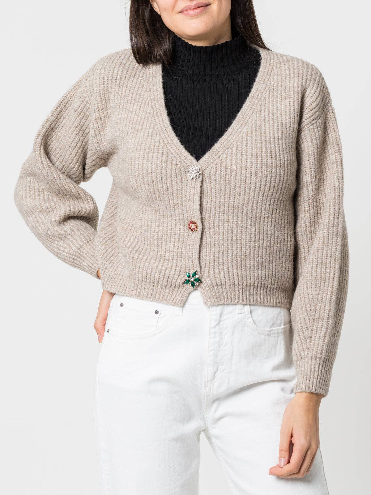 Cardigan in maglia con bottoni gioiello