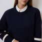 Maglione navy a righe con bottoni dorati