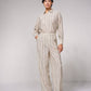 Pantaloni ampi a righe in misto lino