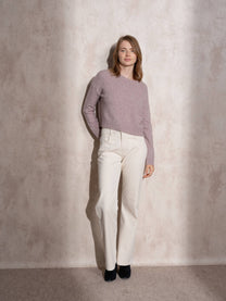 Maglia girocollo cropped in maglia morbida