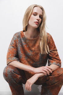 Blusa in tessuto strutturato con maniche a 3/4