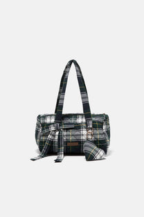Borsa trapuntata tartan con zip
