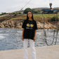 T-shirt nera oversize con stampa Star in cotone biologico