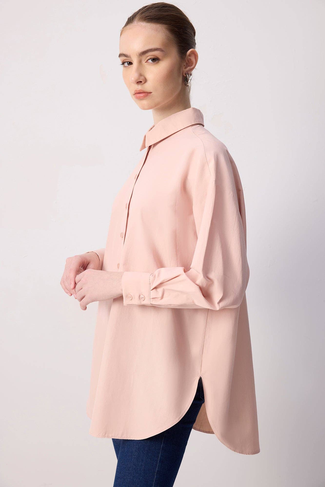 Camicia in popeline oversize rosa