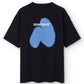 T-shirt oversize nera con stampa spray
