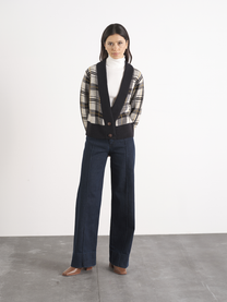 Cardigan in maglia a quadri con bottoni