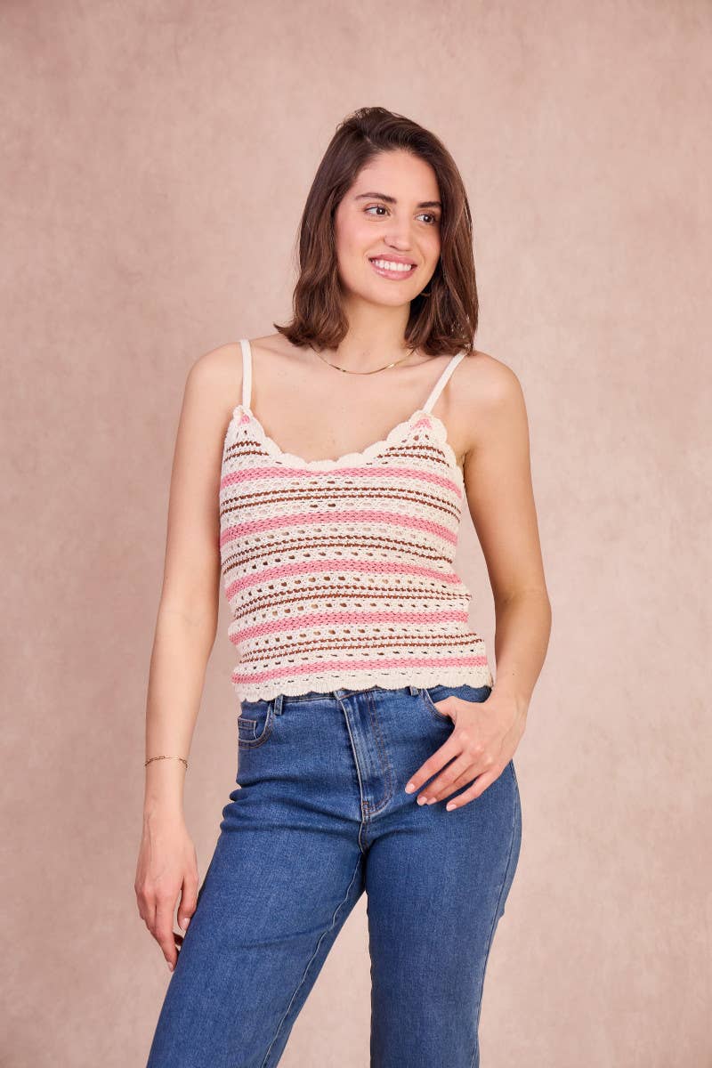 Top crochet NINON in cotone a righe