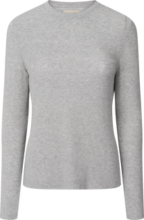 Maglia a maniche lunghe a coste in cotone biologico Freja grigio melange chiaro