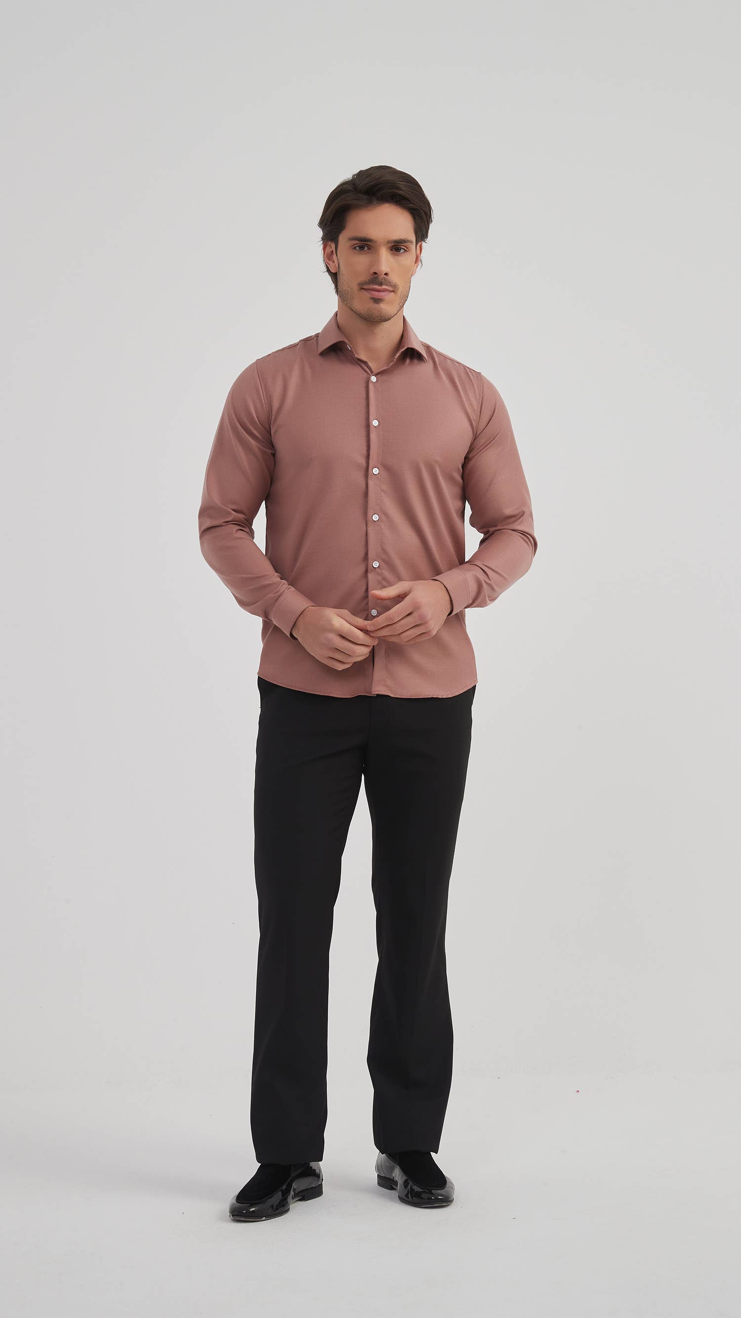 Camicia in bambù terracotta slim fit