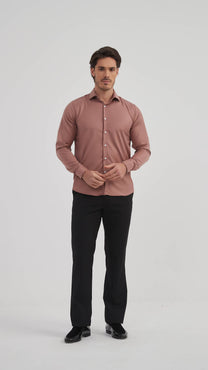 Camicia in bambù terracotta slim fit