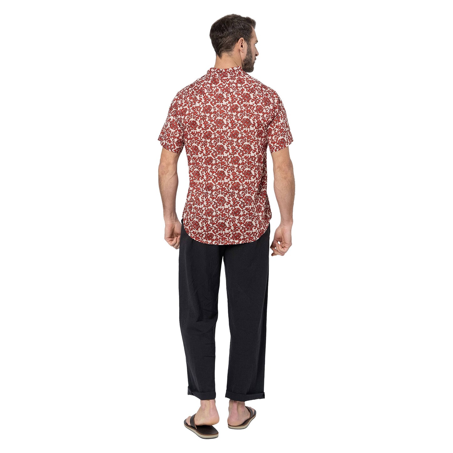 Camicia estiva a manica corta in voile di cotone con stampa floreale