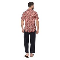 Camicia estiva a manica corta in voile di cotone con stampa floreale