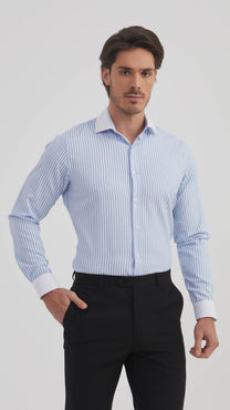 Camicia comfort a righe cielo