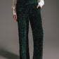 Pantaloni con paillettes verdi