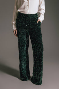 Pantaloni con paillettes verdi