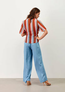 Blusa incrociata a righe multicolor