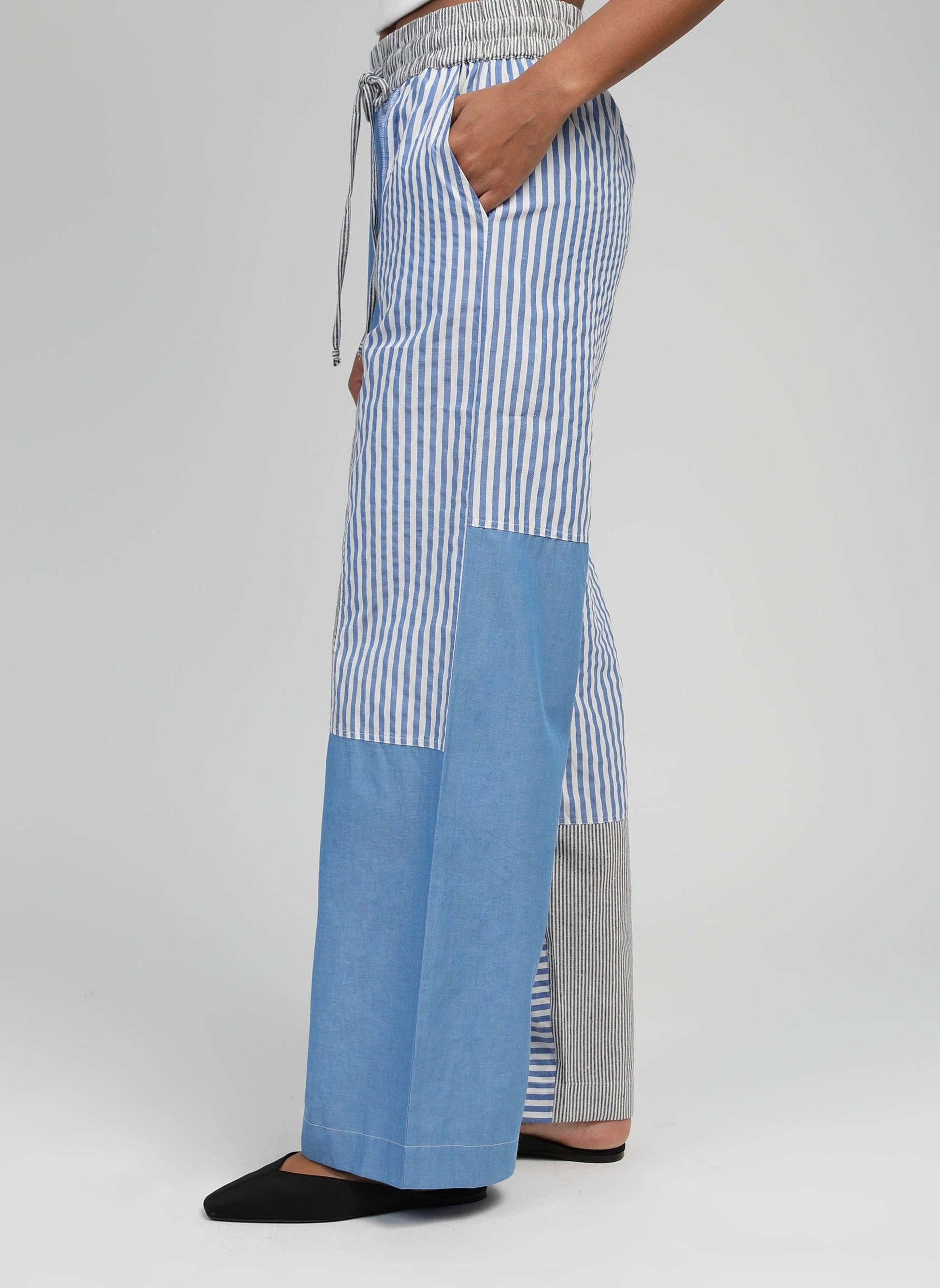 Pantaloni Raissa Blu a Patchwork
