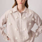 Camicia oversize con applicazioni floreali 3D