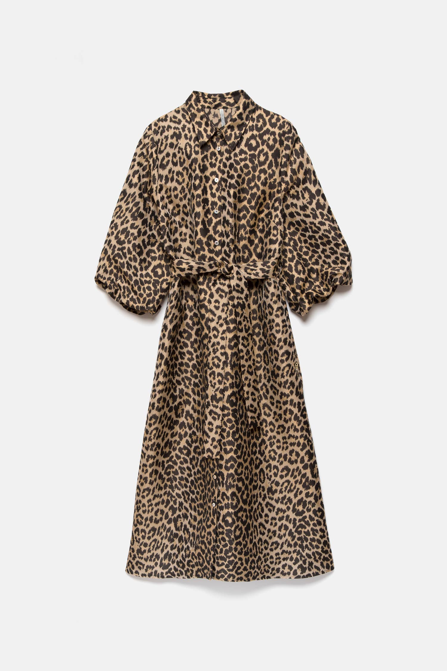 Abito chemisier animalier con cintura