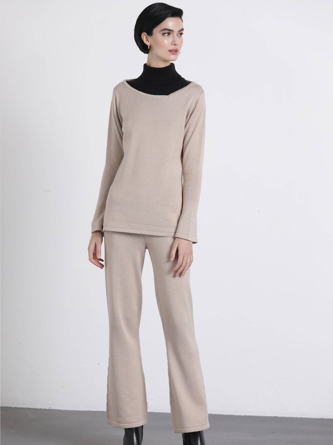 Maglia in Maglia con Scollo Laterale e Manica Lunga