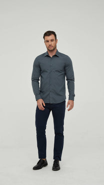 Camicia slim fit grigio antracite da uomo