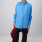 Camicia oversize in popeline blu