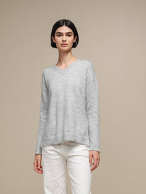 Maglione in maglia con scollo a V e micro paillettes