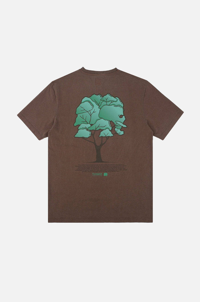 T-shirt Uomo Pigmentata Castagna con Stampa Albero