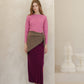 Gonna lunga a vita alta in misto cashmere con spacco laterale in maglia 3D