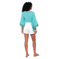 Top estivo boho in cotone con maniche a campana