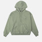 Felpa con cappuccio oversize pesante da donna verde argento