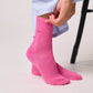 Calzini alla caviglia glitter in cotone pettinato rosa neon
