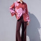 Camicia oversize in satin con stampa floreale
