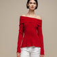 Maglione in maglia off-shoulder a coste