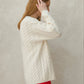 Maxi maglia girocollo a trecce in misto cashmere