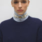 Maglione navy a righe con bottoni dorati